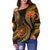 American Samoa Polynesian Off Shoulder Sweater - Gold Plumeria - Polynesian Pride