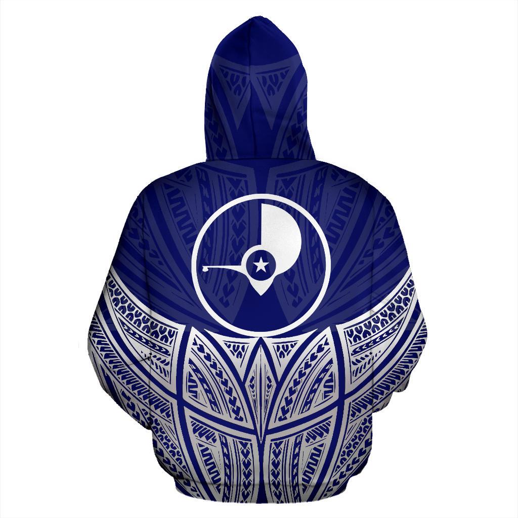 Yap Polynesian Hoodie Blue Pride Map nd Seal - Polynesian Pride