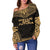 Wallis And Futuna Polynesian Chief Women's Off Shoulder Sweater - Gold Version - Polynesian Pride