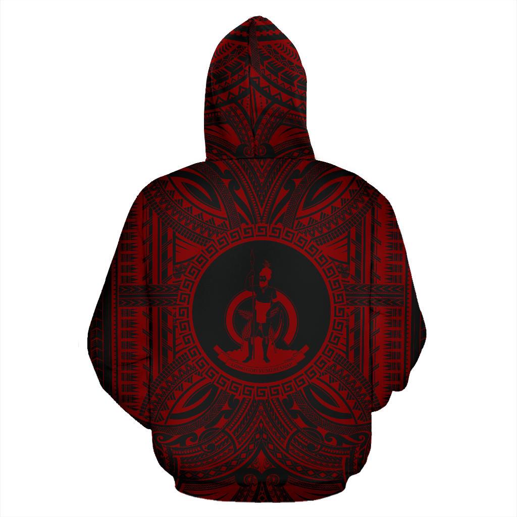 Vanuatu ll Over Hoodie Vanuatu Coat of rms Polynesian Red Black - Polynesian Pride