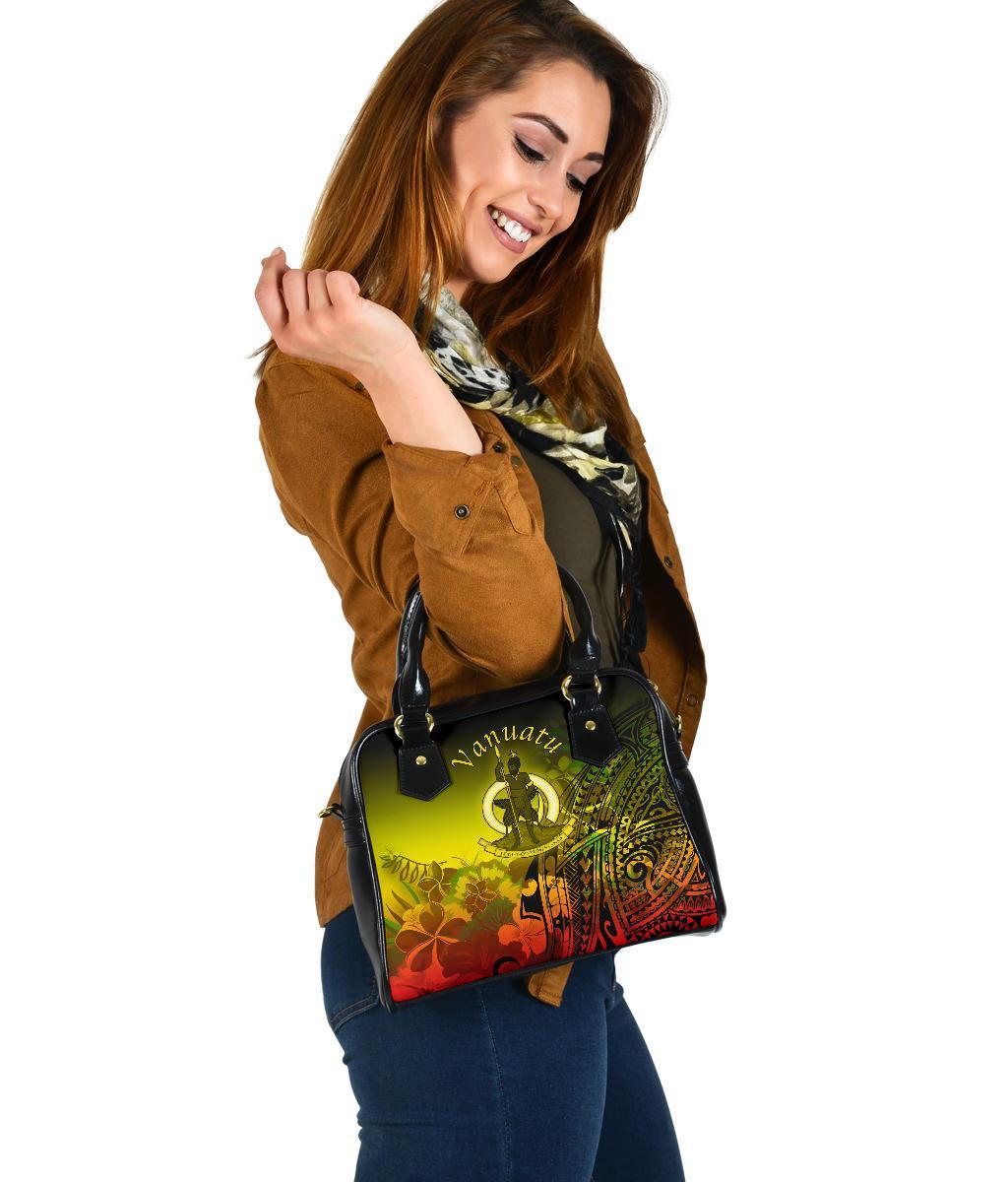 Vanuatu Shoulder Handbag - Humpback Whale with Tropical Flowers (Yellow) - Polynesian Pride