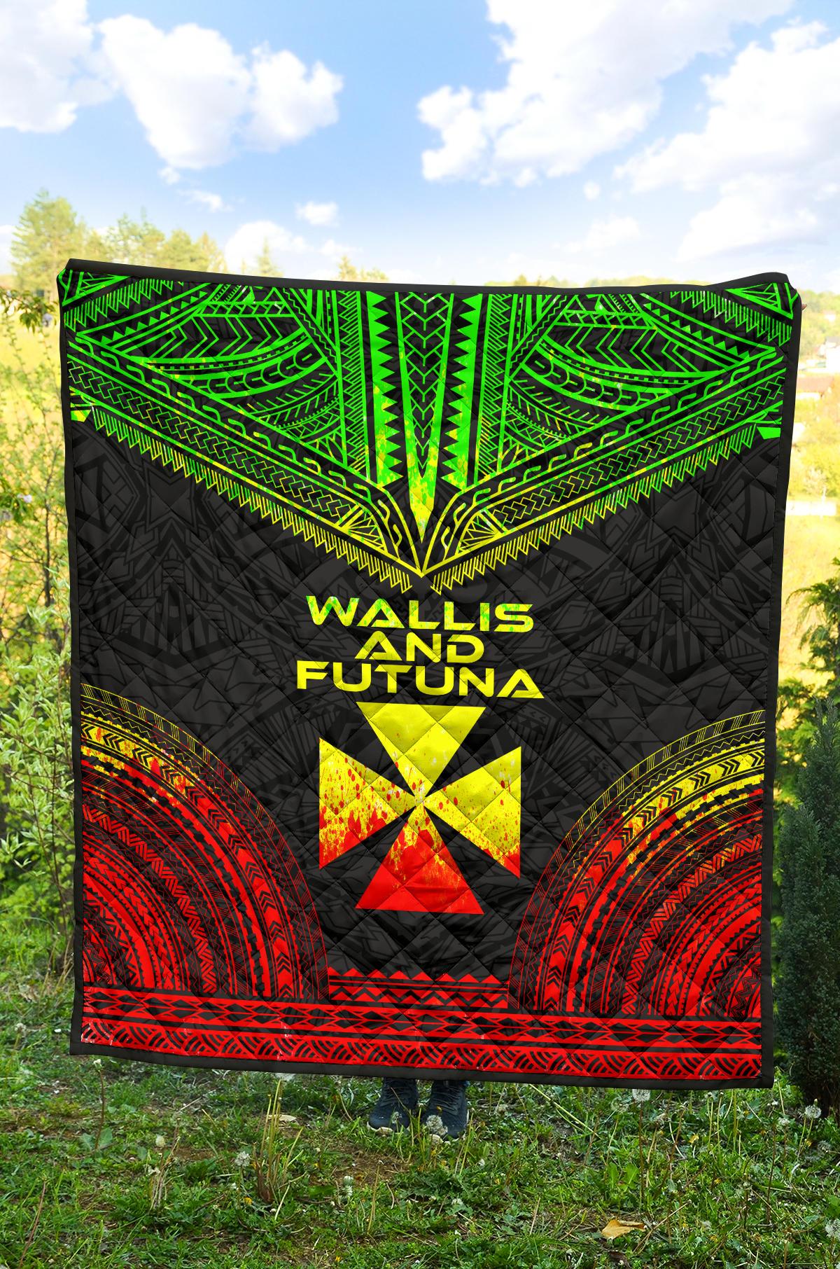 Wallis And Futuna Premium Quilt - Wallis And Futuna Coat Of Arms Polynesian Chief Reggae Version - Polynesian Pride
