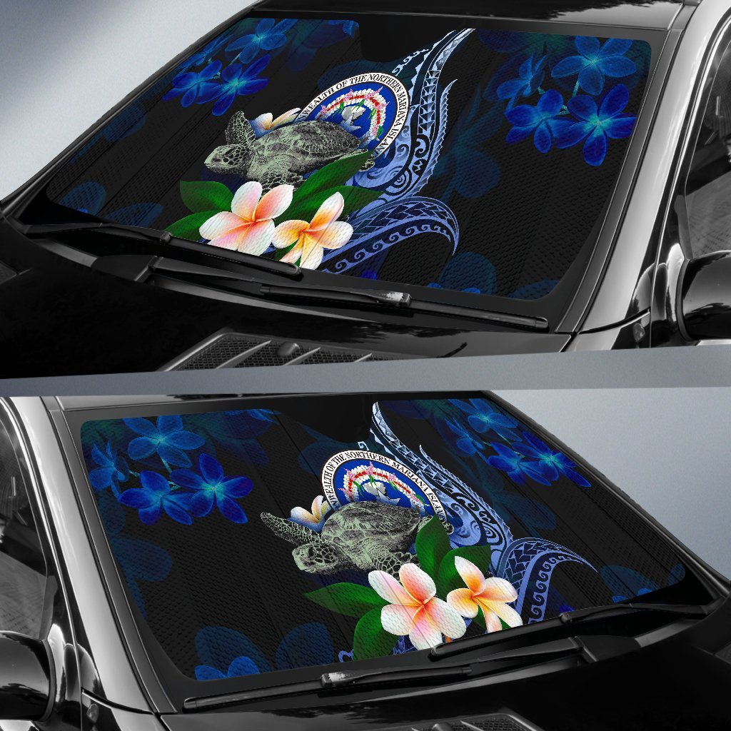 Polynesian Northern Mariana Islands Sun Shades - Turtle With Plumeria Flowers - Polynesian Pride