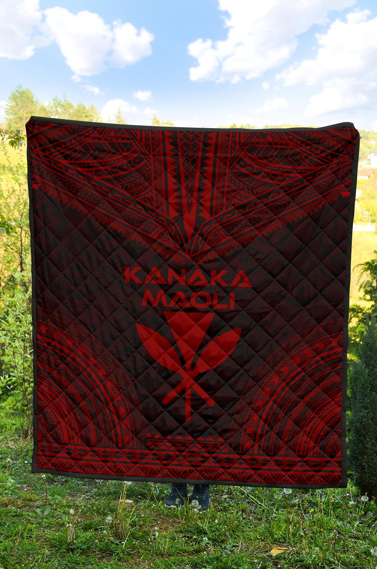 Hawaii Premium Quilt - Kanaka Maoli Polynesian Chief Red Version - Polynesian Pride