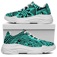 Polynesian Hawaiian Style Tribal Tattoo Turquoise Chunky Sneakers - Polynesian Pride