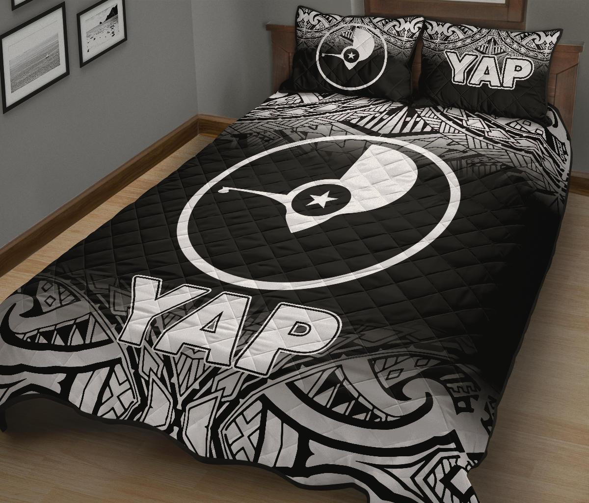 Yap Quilt Bed Set - Yap Flag Black Fog Style - Polynesian Pride