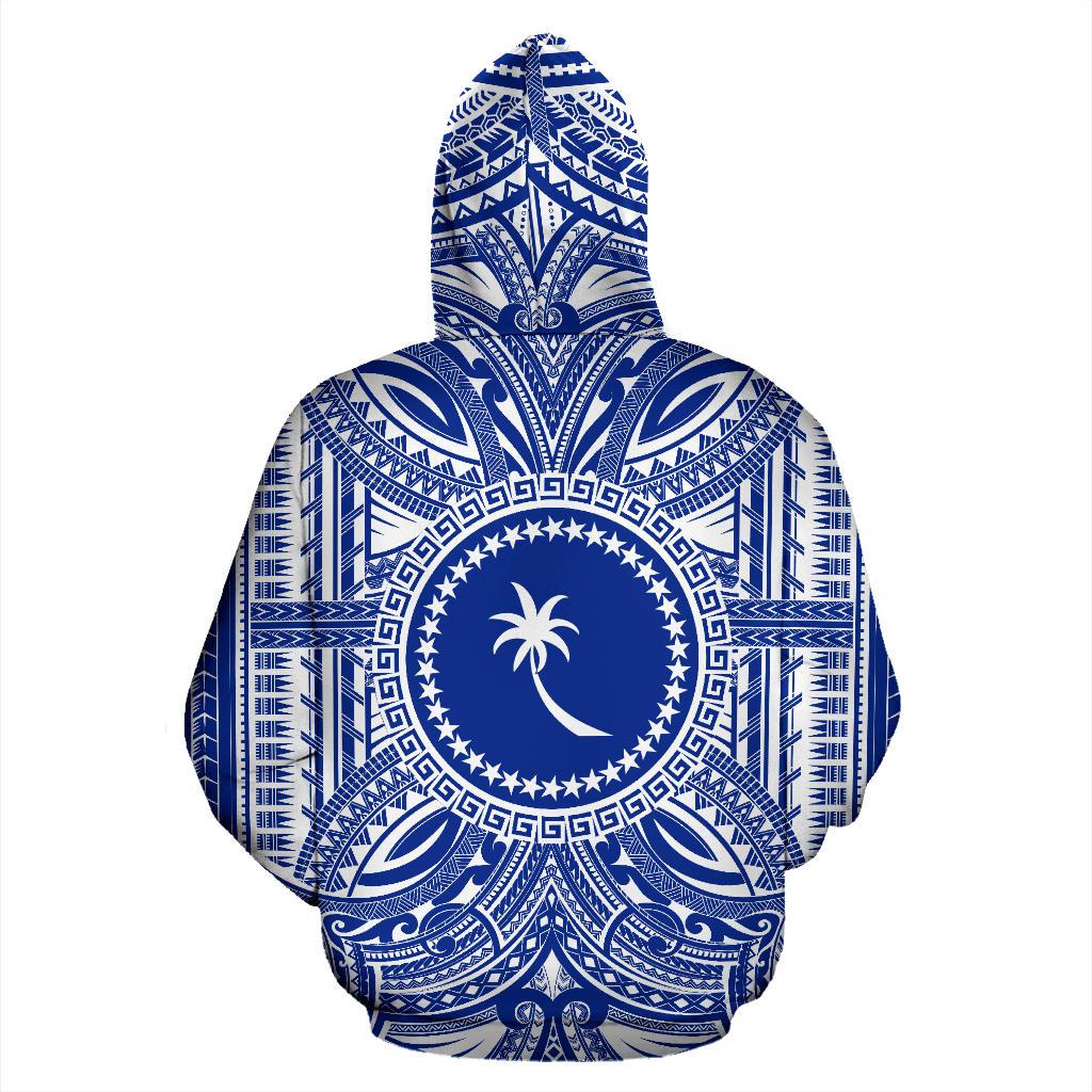 Chuuk ll Over Hoodie Chuuk Coat of rms Polynesian Flag Color - Polynesian Pride