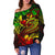 Tonga Women's Off Shoulder Sweater - Reggae Shark Polynesian Tattoo - Polynesian Pride