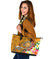 Hawaii Polynesian Leather Tote Bag - Turtle Plumeria (Gold) - Polynesian Pride