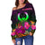 Pohnpei Women's Off Shoulder Sweater - Summer Hibiscus - Polynesian Pride