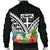 Fiji Men's Bomber Jacket - Fiji Coat of Arms & Polynesian Tropical Flowers White - Polynesian Pride