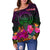 Palau Personalised Women's Off Shoulder Sweater - Summer Hibiscus - Polynesian Pride