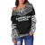 American Samoa Polynesian Chief Women's Off Shoulder Sweater - Black Version - Polynesian Pride