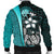 Federated States of Micronesia Men's Bomber Jackets Turquoise - Turtle With Hook - Polynesian Pride