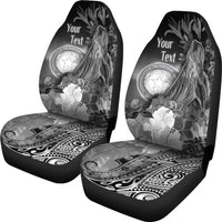 CNMI Custom Personalised Car Seat - Humpback Whale with Tropical Flowers (White) - Polynesian Pride