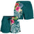 Papua New Guinea Polynesian Women's Shorts - Summer Plumeria (Turquoise) - Polynesian Pride