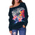 Polynesian Women's Off Shoulder Sweater - Manta Ray And Hibiscus - Polynesian Pride