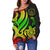 Palau Women's Off Shoulder Sweater - Reggae Tentacle Turtle - Polynesian Pride