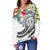 Polynesian Hawaii Women's Off Shoulder Sweater - Summer Plumeria (White) - Polynesian Pride