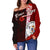 Niue Polynesian Custom Personalised Women's Off Shoulder Sweater - Coat Of Arm With Hibiscus - Polynesian Pride