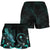 Chuuk Polynesian Women's Shorts - Turtle With Blooming Hibiscus Turquoise - Polynesian Pride