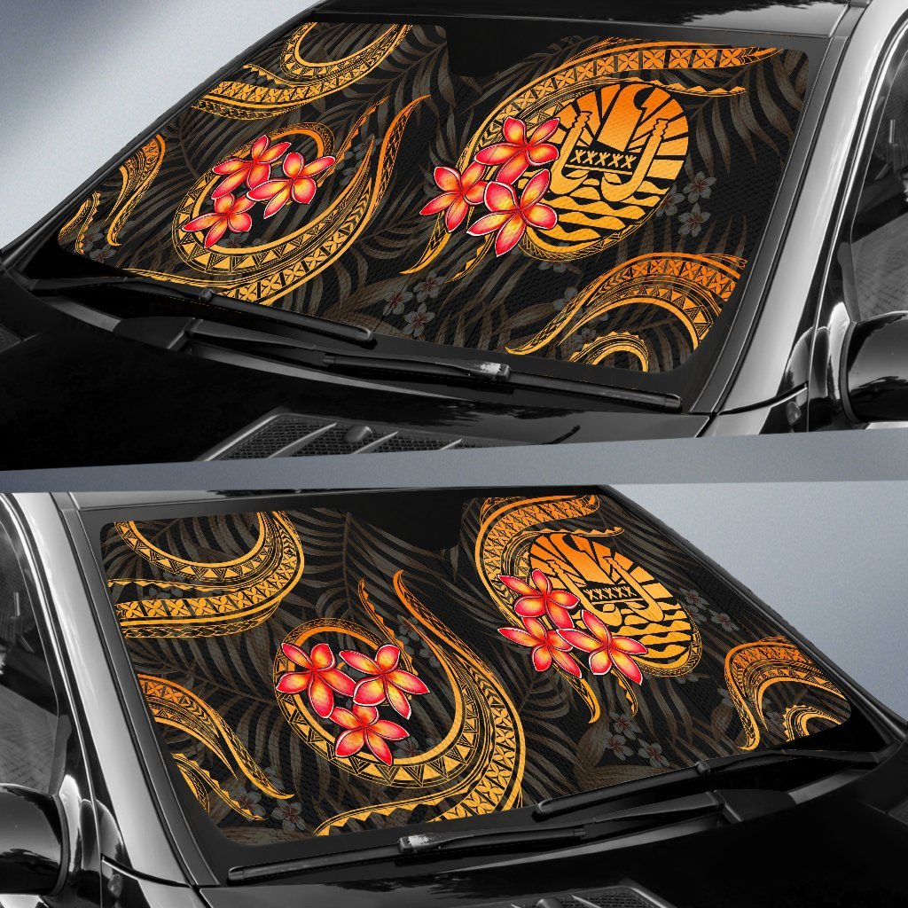 Tahiti Auto Sun Shades - Gold Plumeria - Polynesian Pride