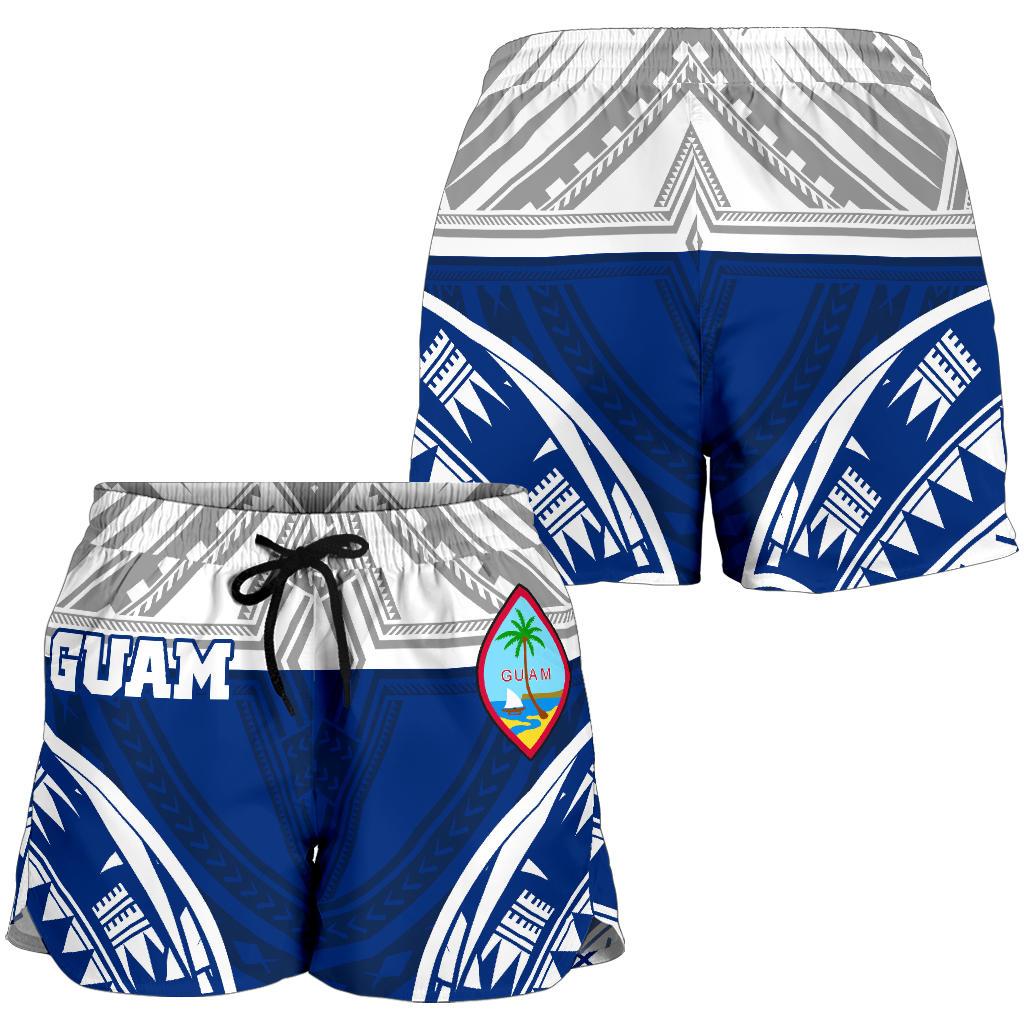 Guam Polynesian Women's Shorts - Pattern With Seal Blue Version - Polynesian Pride