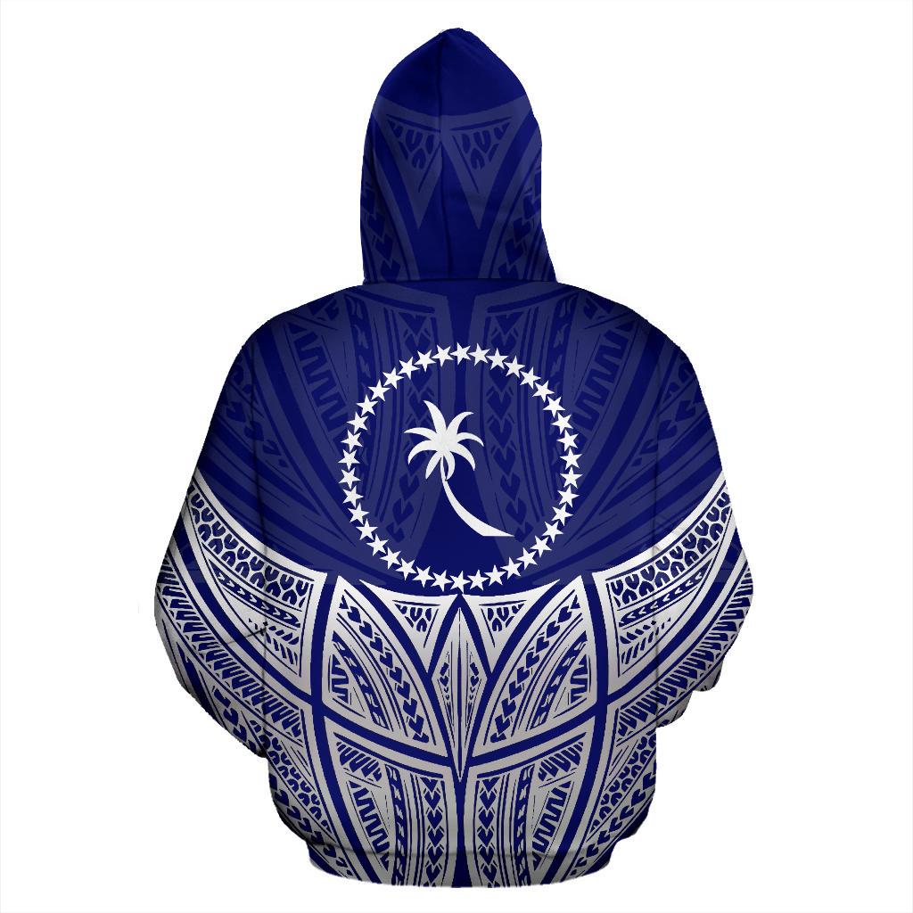 Chuuk Polynesian Zip up Hoodie Blue Pride Map and Seal - Polynesian Pride