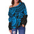 Yap Polynesian Off Shoulder Sweater (Women) - Blue Turtle - Polynesian Pride