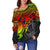 Vanuatu Polynesian Women's Off Shoulder Sweater - Reggae Turtle - Polynesian Pride