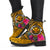 Hawaii Leather Boots - Kanaka Maoli With Hibiscus On Polynesian Patterns (YELLOW) - Polynesian Pride