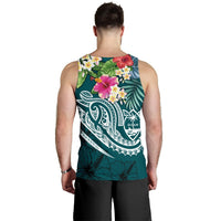 Guam Polynesian Men's Tank Top - Summer Plumeria (Turquoise) - Polynesian Pride
