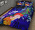 Kosrae Custom Personalised Quilt Bed Set - Humpback Whale with Tropical Flowers (Blue) - Polynesian Pride