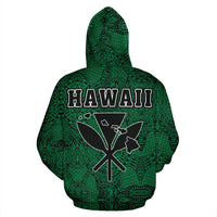 Polynesian Kanaka Maoli Royal Coat of Arms Hawaii Zip Hoodie Green - Polynesian Pride