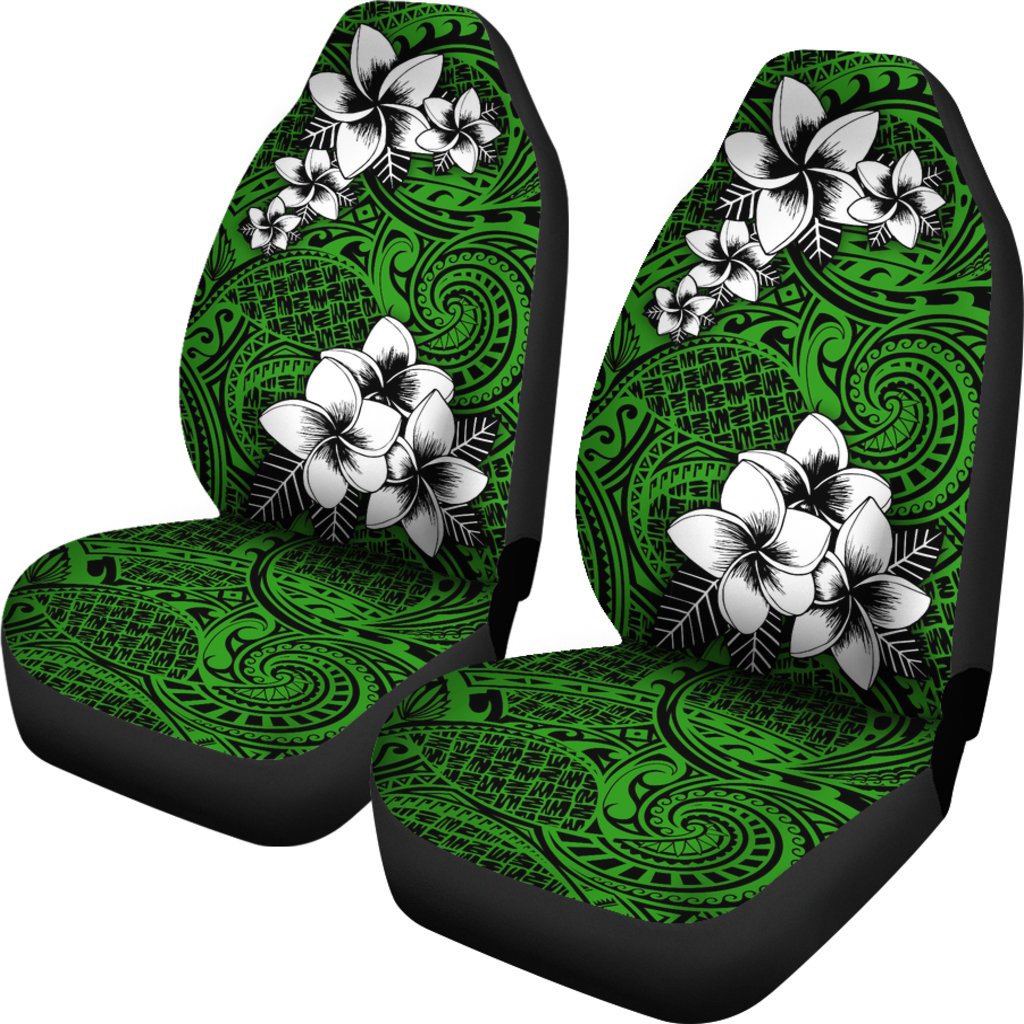 Hawaii Car Seat Covers - Tribe Plumeria Green Universal Fit Green - Polynesian Pride