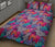 Hawaii Quilt Bed Set Tropical Exotic Leaves And Flowers On Geometrical Ornament. AH - Polynesian Pride