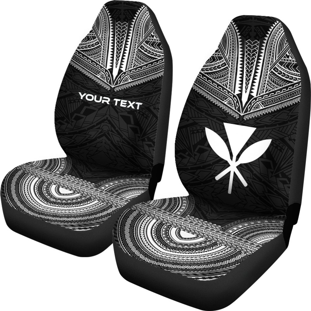 Hawaii Custom Personalised Car Seat Cover - Kanaka Maoli Polynesian Chief Tattoo Black Version - Polynesian Pride