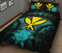 Kanaka Maoli (Hawaii) Polynesian Quilt Bed Set Hibiscus Turquoise - Polynesian Pride