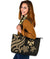 Wallis and Futuna Large Leather Tote - Gold Tentacle Turtle - Polynesian Pride