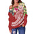 Tahiti Polynesian Women's Off Shoulder Sweater - Summer Plumeria (Red) - Polynesian Pride