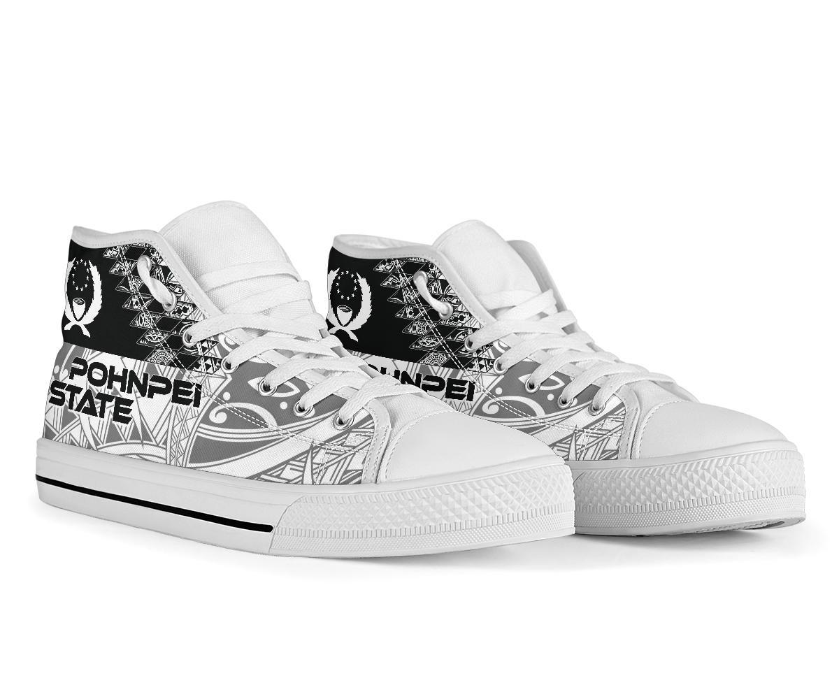 Pohnpei State High Top Shoes - White Color Symmetry Style - Polynesian Pride