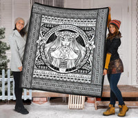 Hawaii Polynesian Pele Kanaka Premium Quilt White - Polynesian Pride