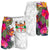 Fiji Polynesian All Over Print Men's Shorts - Hibiscus White Pattern - Polynesian Pride