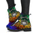 Samoa Custom Personalised Leather Boots - Rainbow Polynesian Pattern - Polynesian Pride