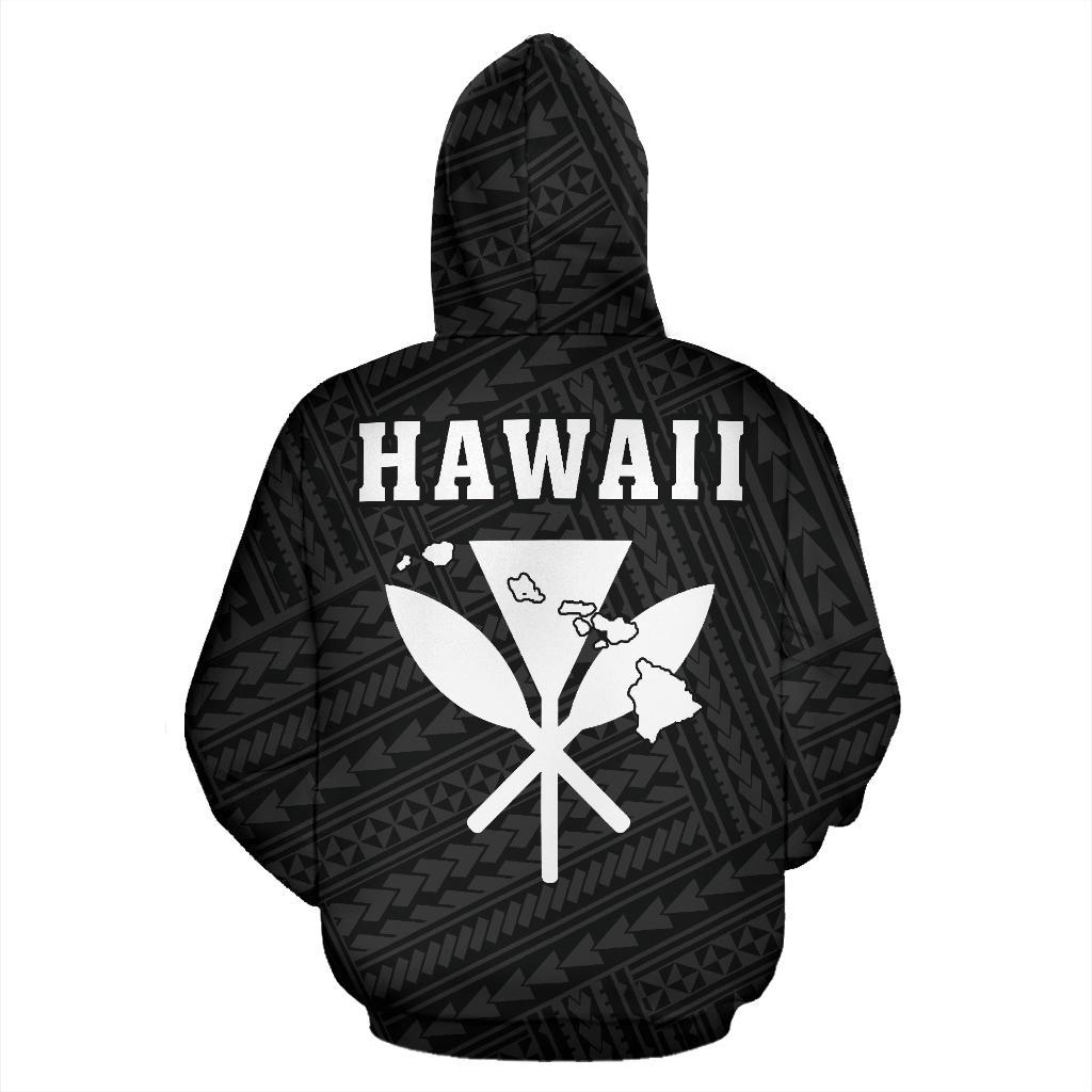 Polynesian Kakau Kanaka Map of Hawaii Hoodie White - Polynesian Pride