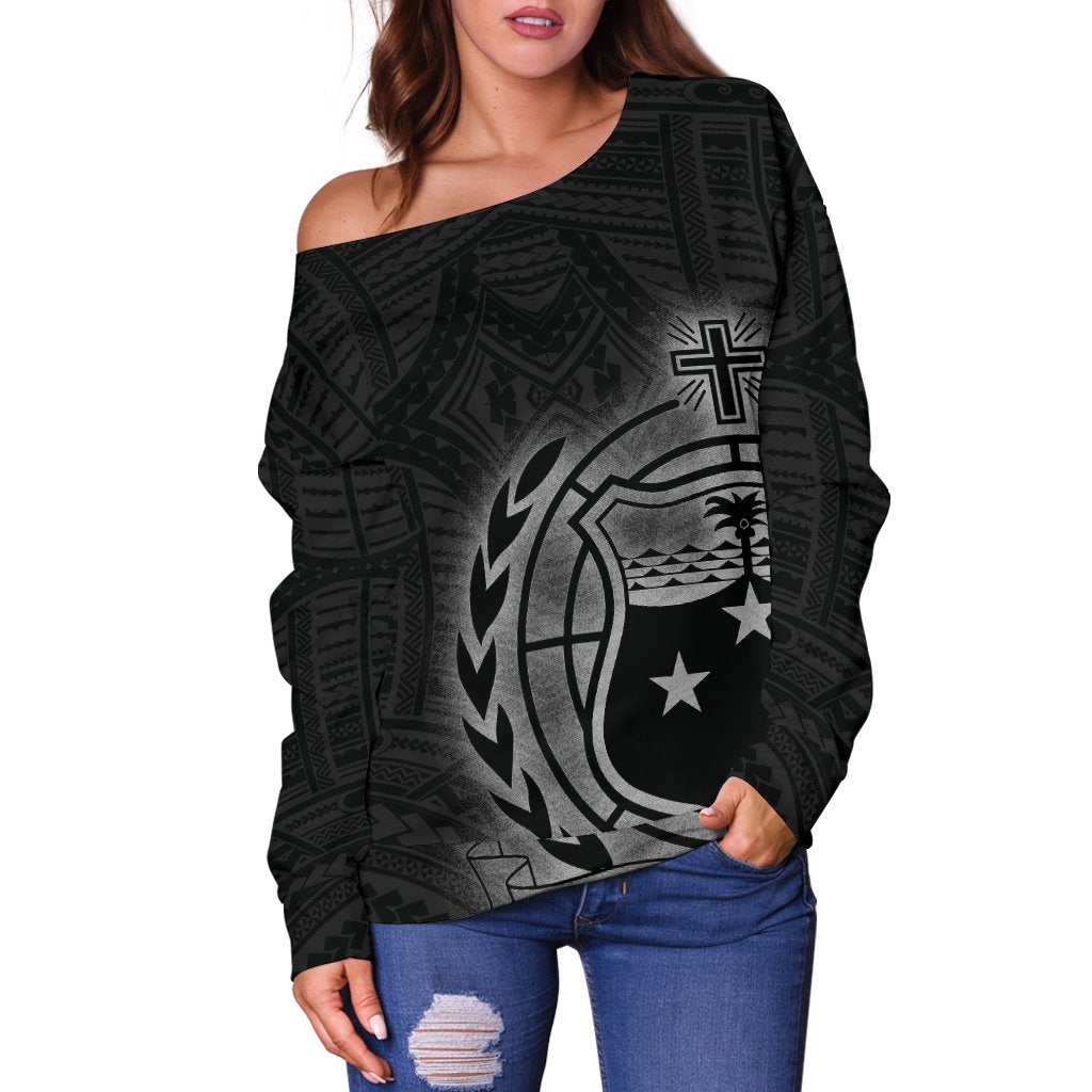 Samoa Women's Off Shoulder Sweater - Polynesian Patterns Galaxy - Polynesian Pride