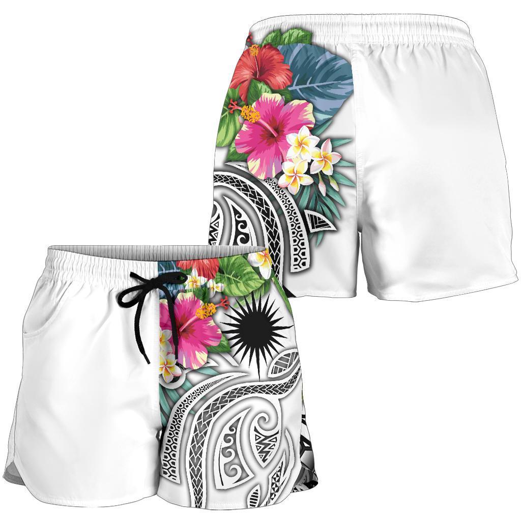Marshall Islands Polynesian Women's Shorts - Summer Plumeria (white) - Polynesian Pride
