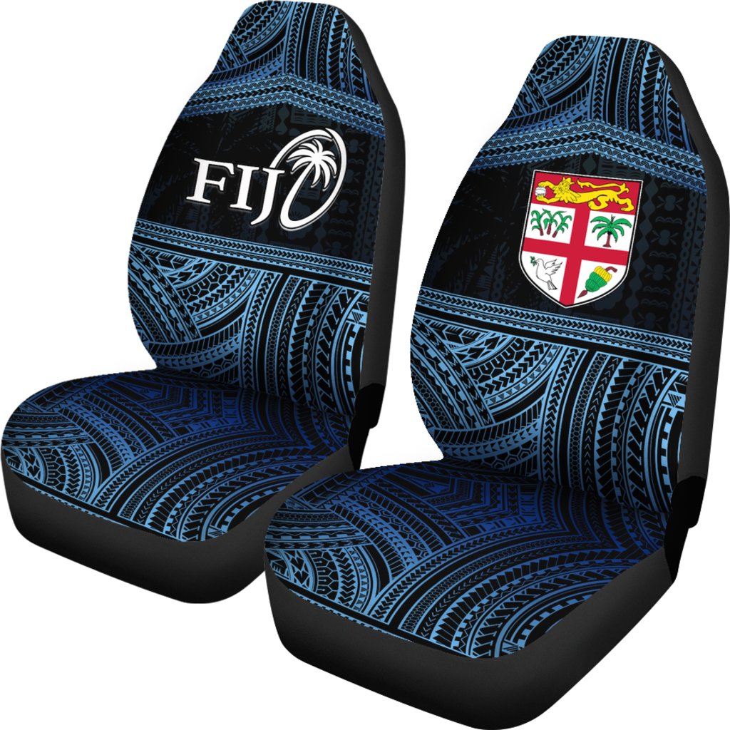 Fiji Rugby Polynesian Patterns Car Seat Covers Blue Universal Fit Blue - Polynesian Pride