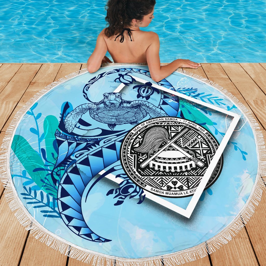 American Samoa Beach Blanket - Turtle Under The Sea Style - Polynesian Pride