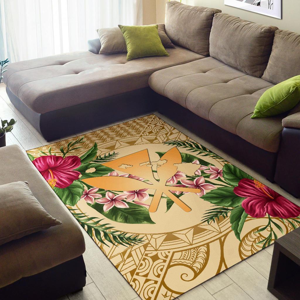 hawaii Rug - Kanaka Maoli Rug Strong Pattern Hibiscus Plumeria AH - Polynesian Pride
